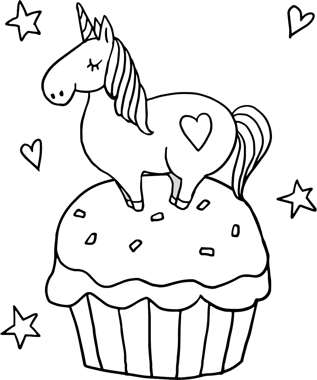 Dibujo de Pequeño Unicornio En La Magdalena para Colorear y Imprimir