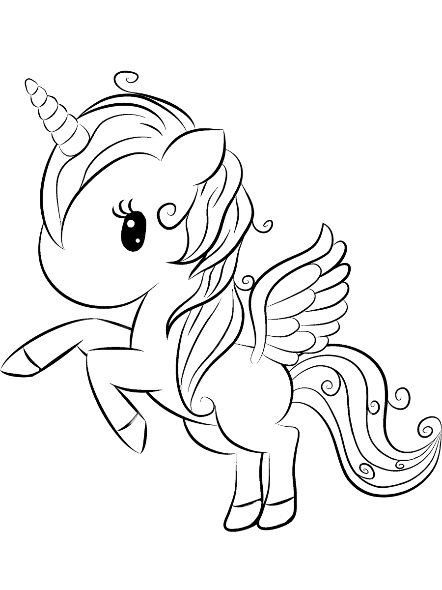 Dibujo de Pequeño Unicornio para Colorear y Imprimir