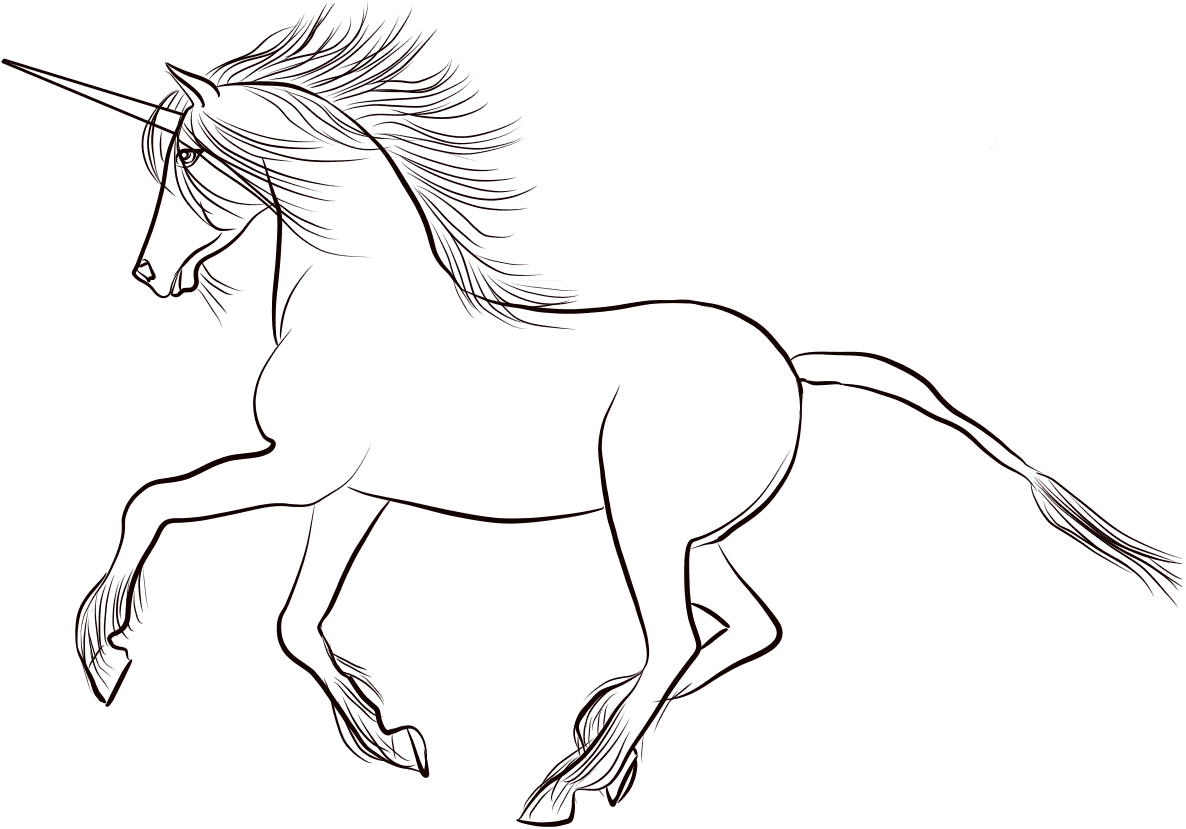 Dibujo de Unicornio Corriendo 2 para Colorear y Imprimir