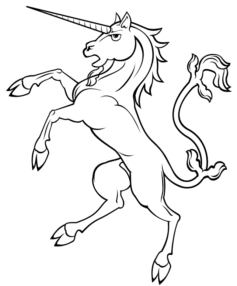 Dibujo de Unicornio Fuerte para Colorear y Imprimir