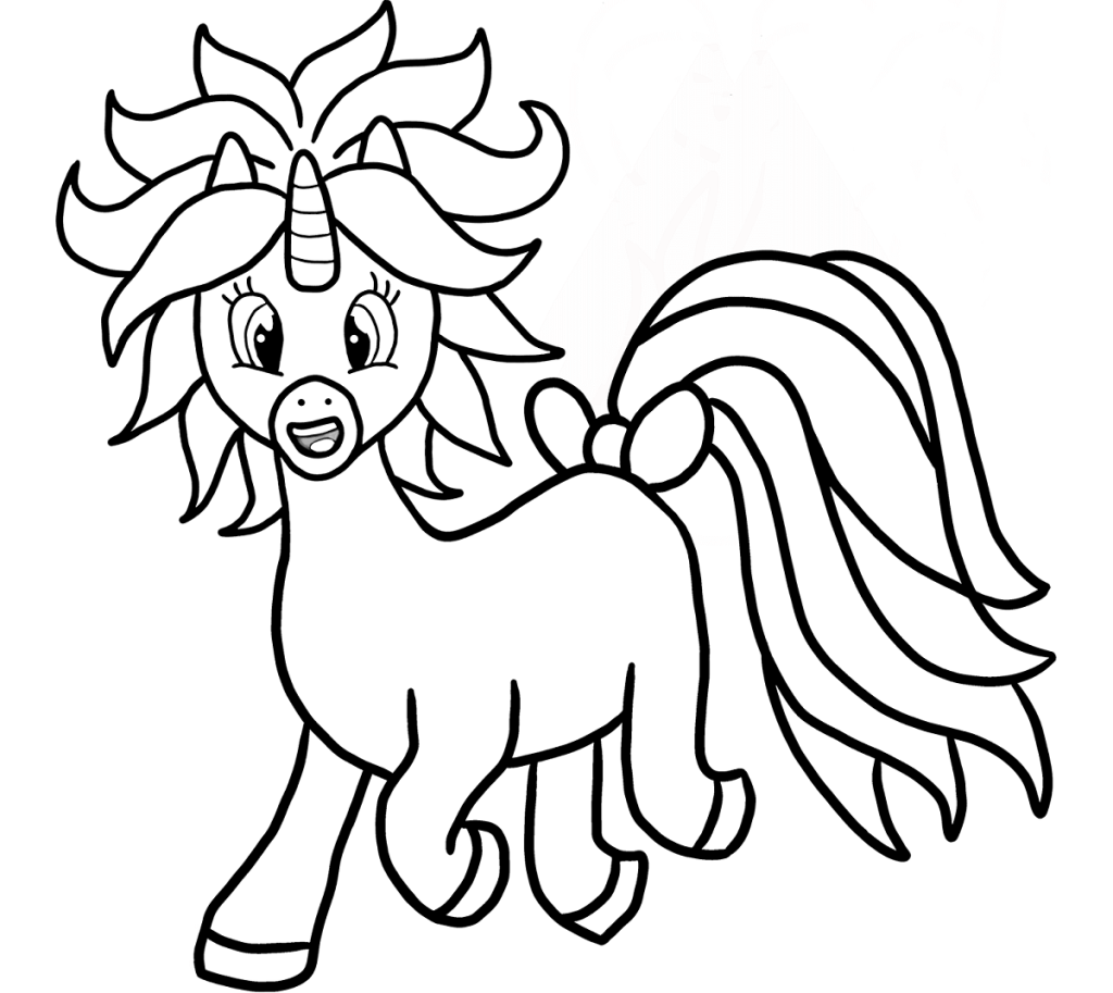 Dibujo de Unicornio Hiperactivo 2 para Colorear y Imprimir