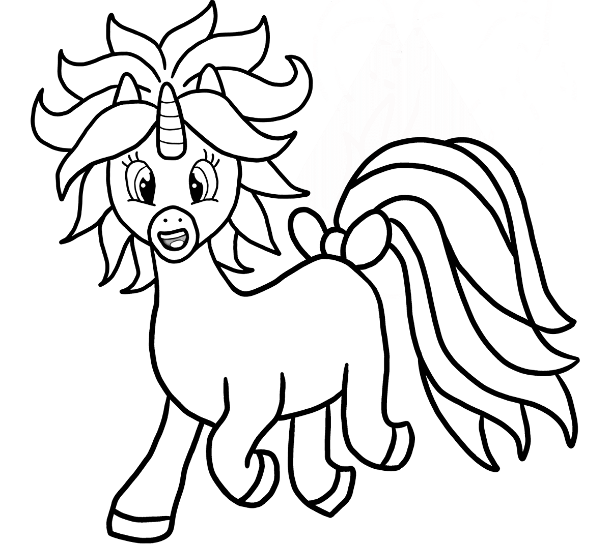 Dibujo de Unicornio Hiperactivo 2 para Colorear y Imprimir