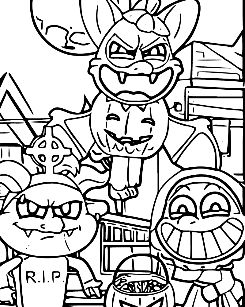 Dibujo de Nightmare Critters Halloween Coloring Page para Colorear y Imprimir