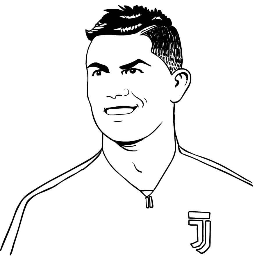 Dibujo de Cara Sonriente Cristiano Ronaldo para Colorear y Imprimir