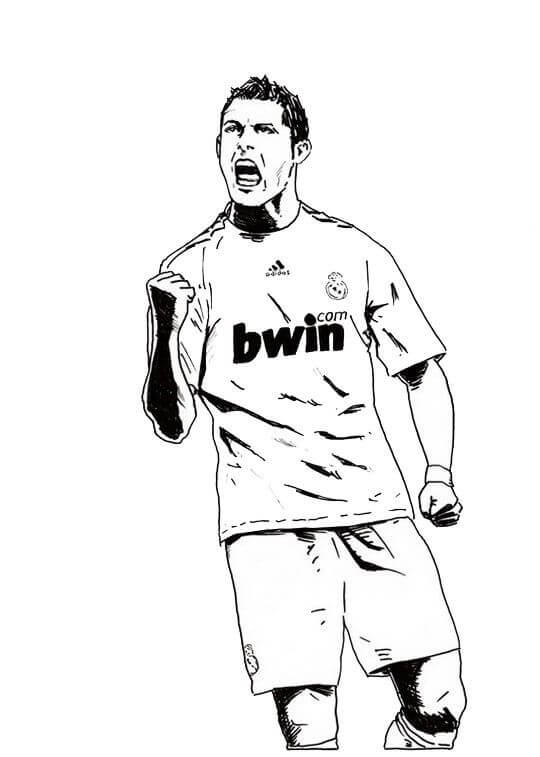 Dibujo de Cristiano Ronaldo Enojado para Colorear y Imprimir