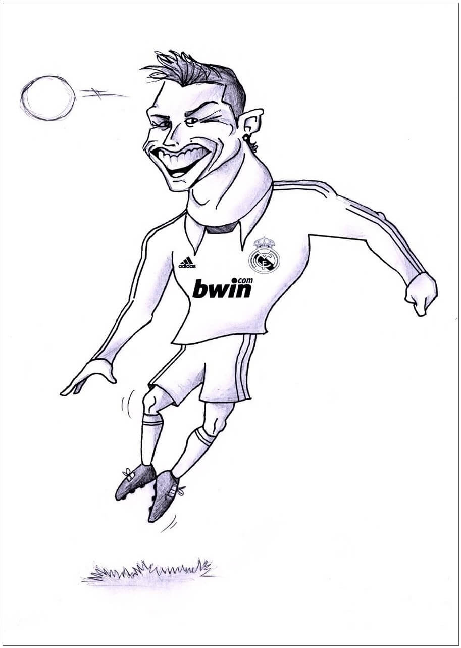 Dibujo de Cristiano Ronaldo Gracioso para Colorear y Imprimir