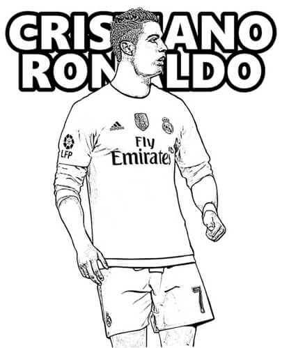 Dibujo de Genial Cristiano Ronaldo para Colorear y Imprimir