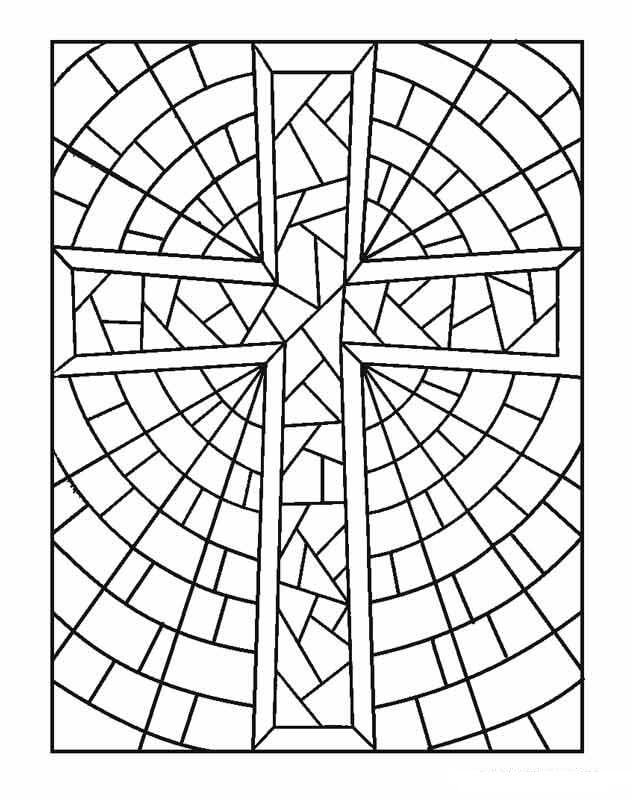 Dibujo de Cruz de Vidriera Básica para Colorear y Imprimir