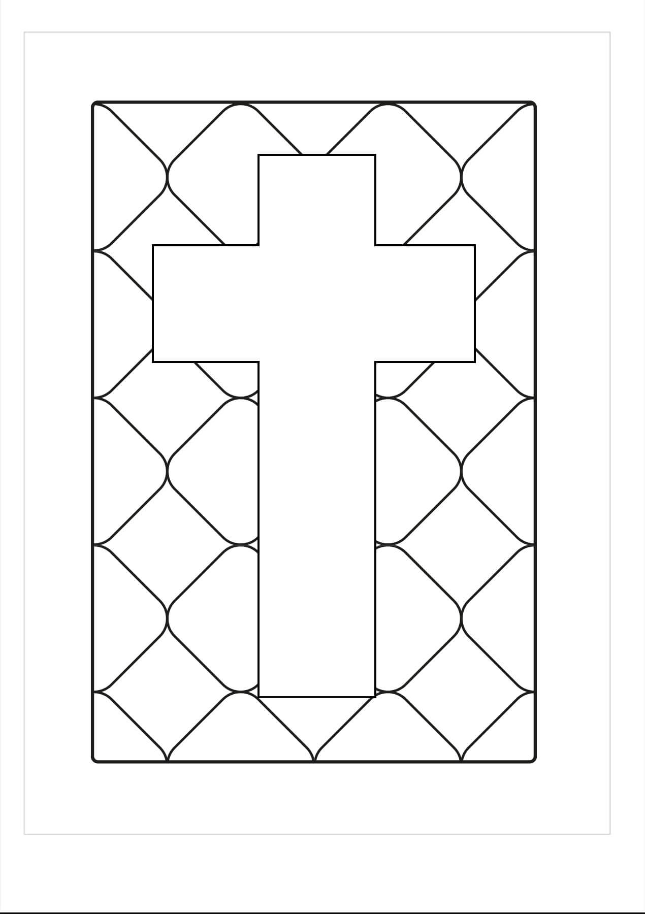 Dibujo de Cruz de Vidriera para Colorear y Imprimir