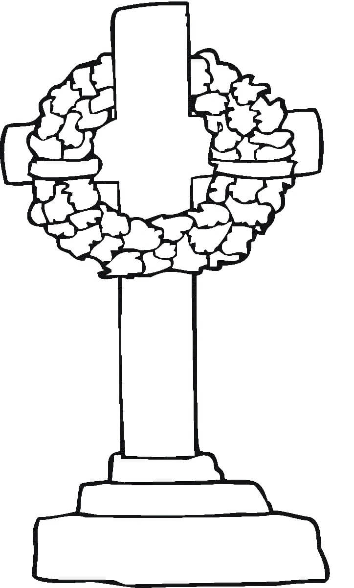Dibujo de Dibujo Cruz Con Flor para Colorear y Imprimir