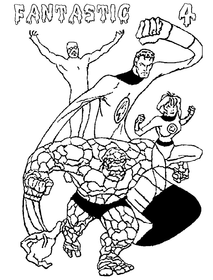 Dibujo de Fantásticos 4 para Colorear y Imprimir