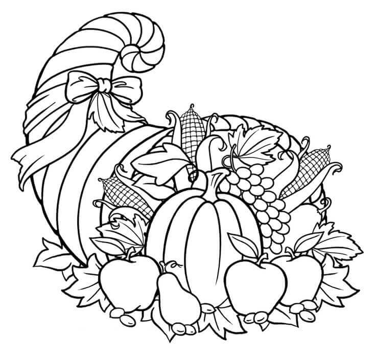 Dibujo de Bonita Cornucopia para Colorear y Imprimir