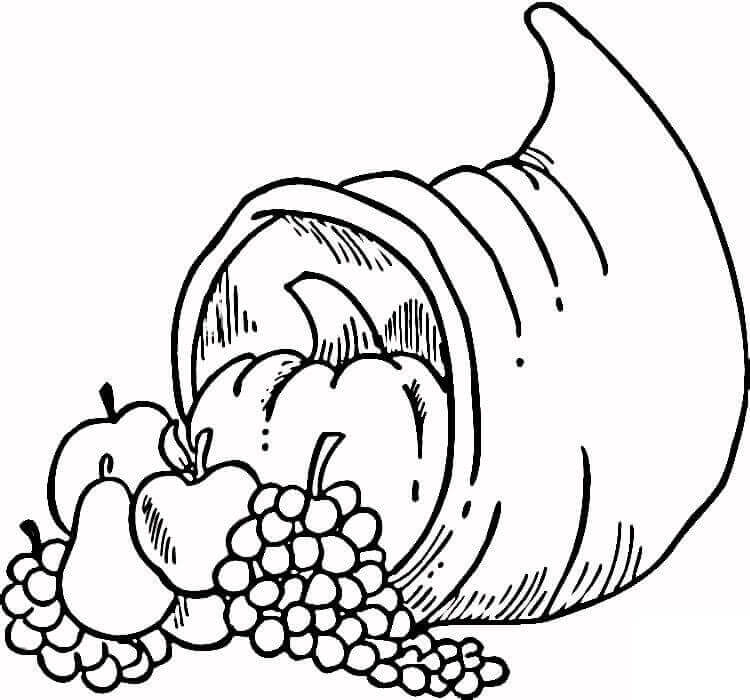 Dibujo de Cornucopia Básica para Colorear y Imprimir