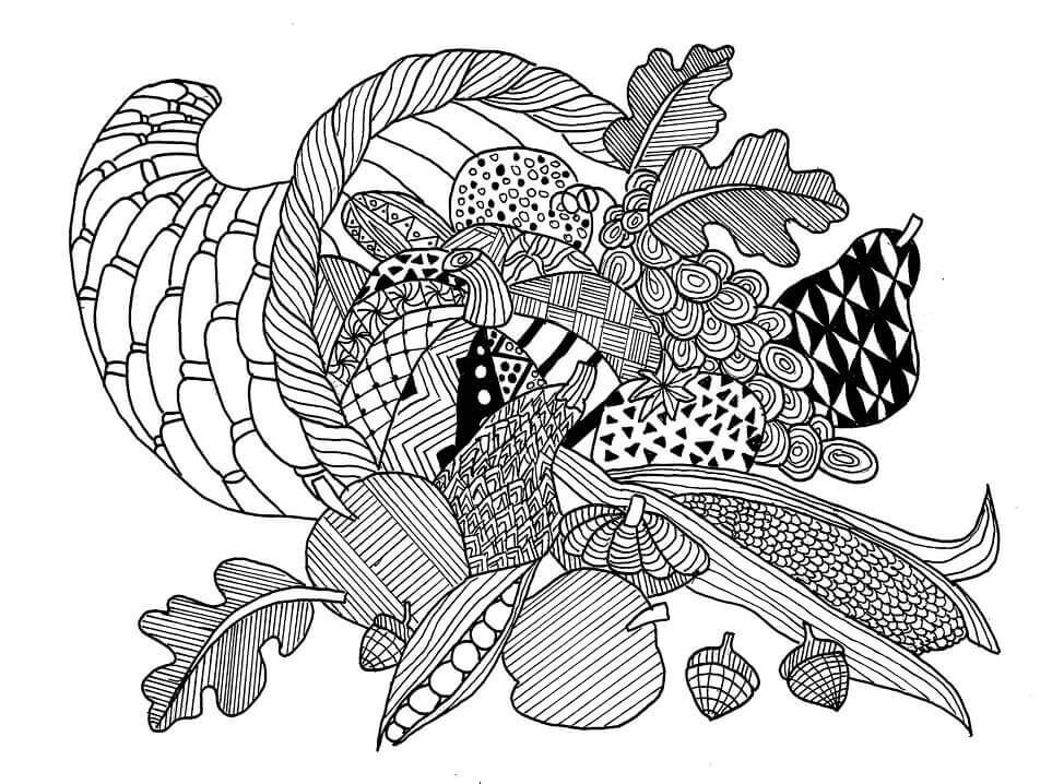 Dibujo de Cuerno de La Abundancia 1 para Colorear y Imprimir