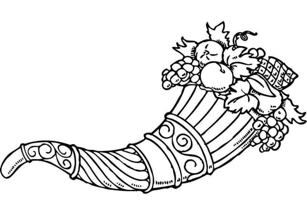 Dibujo de Cuerno de La Abundancia 3 para Colorear y Imprimir