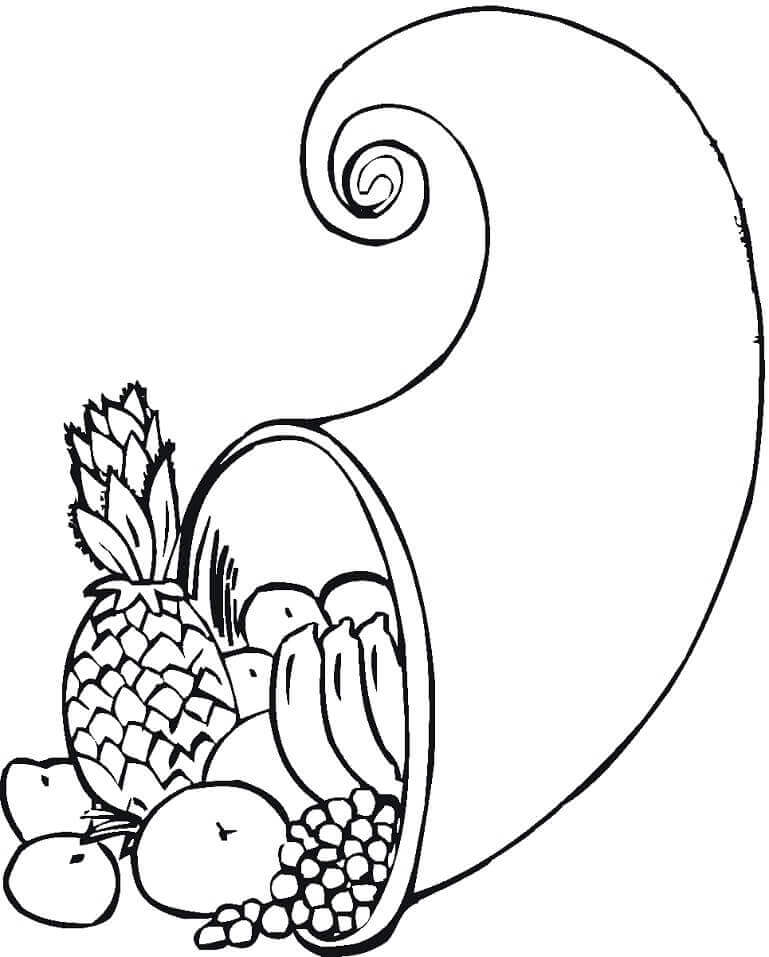 Dibujo de Cuerno de La Abundancia 4 para Colorear y Imprimir