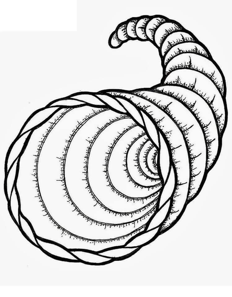 Dibujo de Cuerno de La Abundancia para Colorear y Imprimir