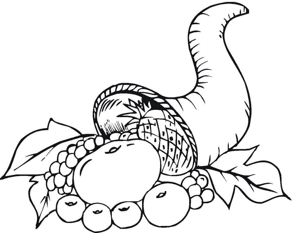 Dibujo de Hermosa Cornucopia para Colorear y Imprimir