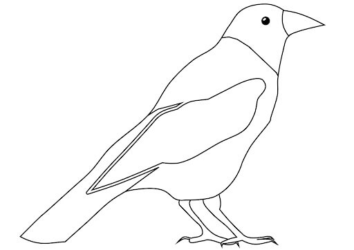 dibujo cuervo simple para colorear