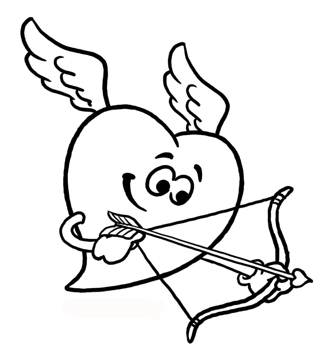Dibujo de Cupido Corazón para Colorear y Imprimir