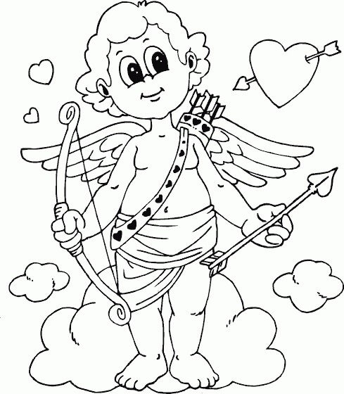 Dibujo de Cupido de Pie para Colorear y Imprimir