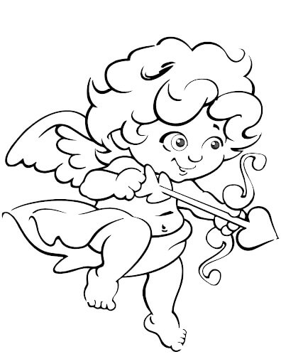 Dibujo de Cupido Niña para Colorear y Imprimir