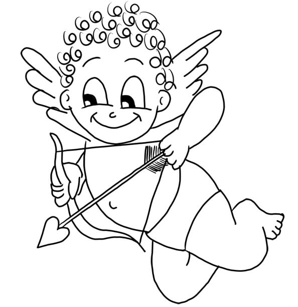 Dibujo de Cupido Normal para Colorear y Imprimir