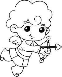 Dibujo de Cupido Sonriendo para Colorear y Imprimir