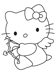 Dibujo de Hello Kitty Cupido para Colorear y Imprimir
