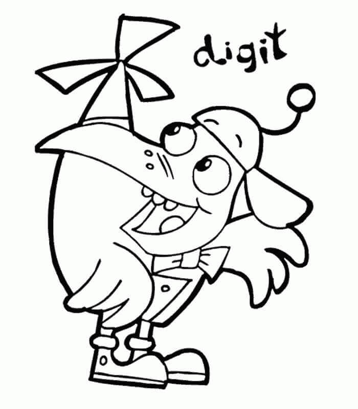 Dibujo de Dígito Divertido para Colorear y Imprimir