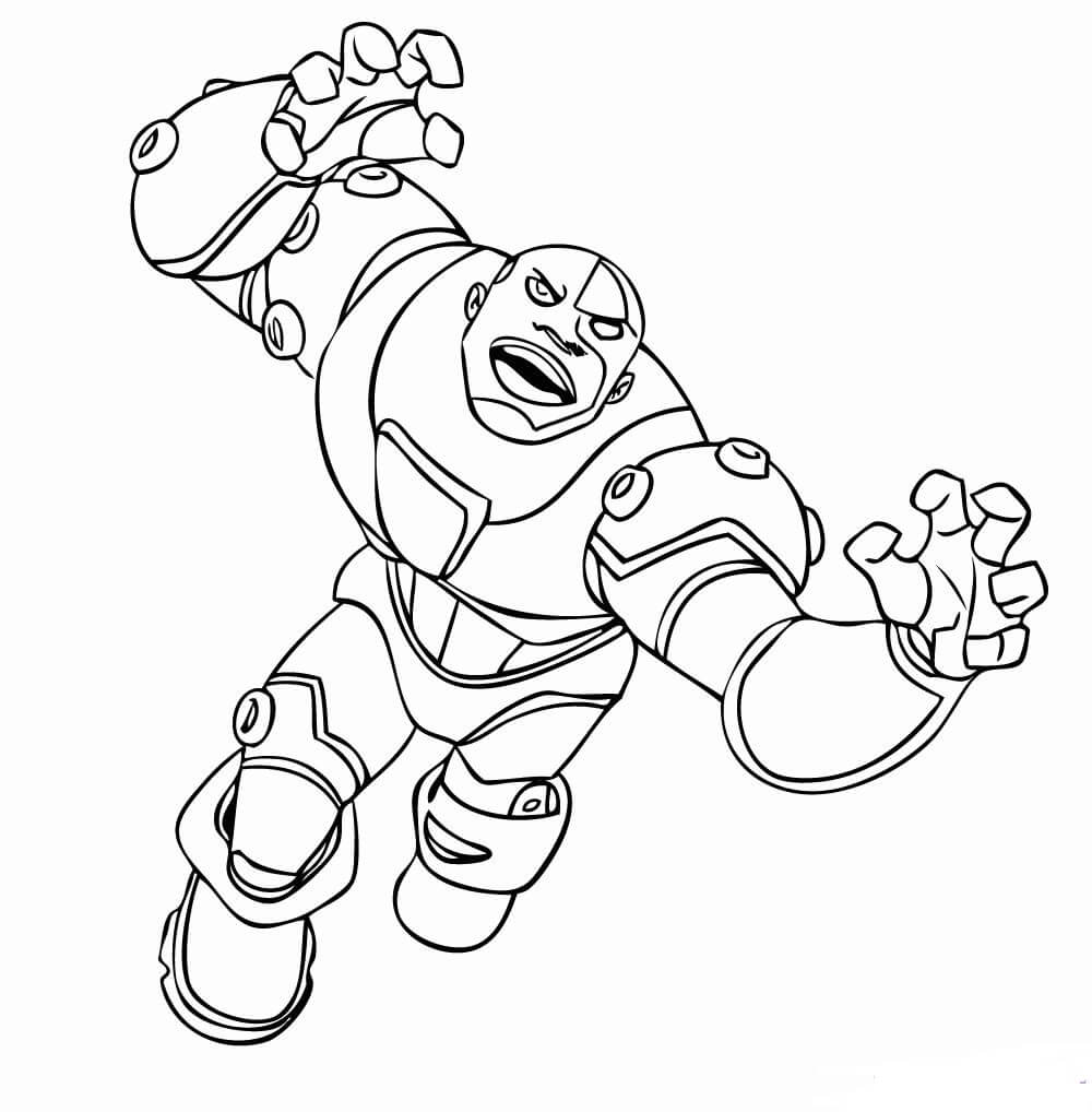 Dibujo de Ataque Cyborg para Colorear y Imprimir
