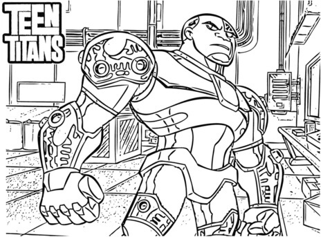 Dibujo de Cyborg de Los Jóvenes Titanes para Colorear y Imprimir