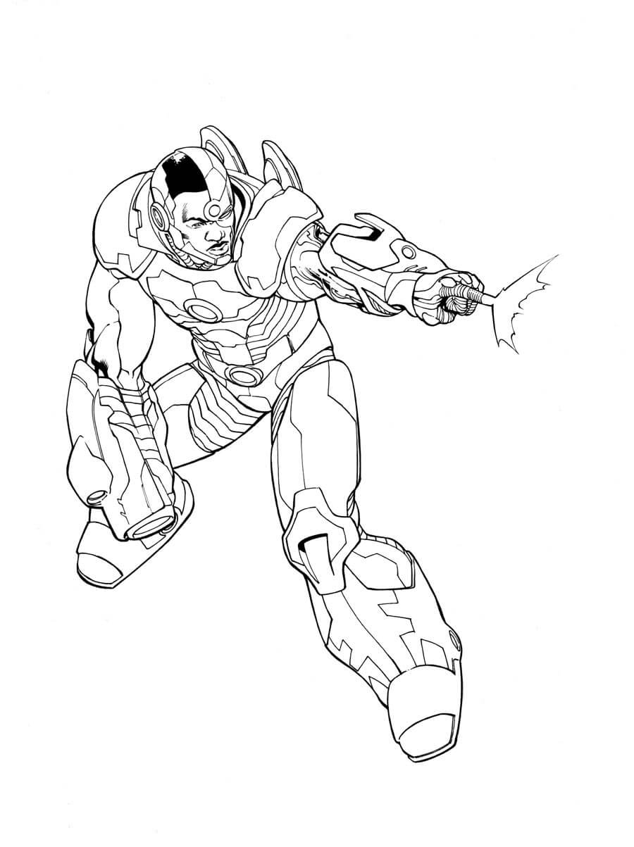 Dibujo de Cyborg Luchando para Colorear y Imprimir
