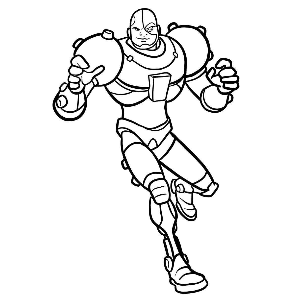 Dibujo de Go Robin y Cyborg para Colorear y Imprimir