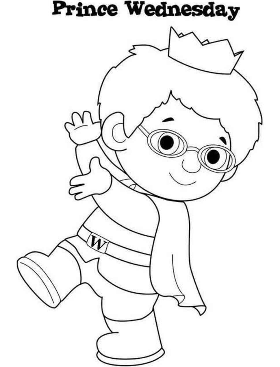 Dibujo de Príncipe Miercoles para Colorear y Imprimir