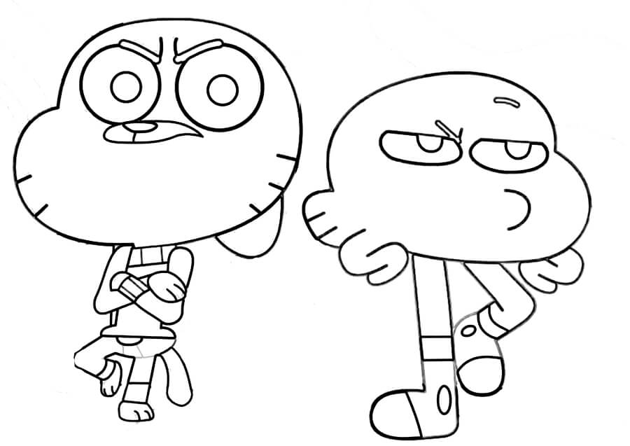 Dibujo de Darwin y Gumball 1 para Colorear y Imprimir