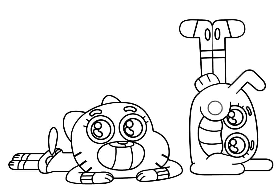 Dibujo de Hermano Gumball y Darwin para Colorear y Imprimir