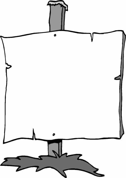 Dibujo de Cartel de Madera para Colorear y Imprimir