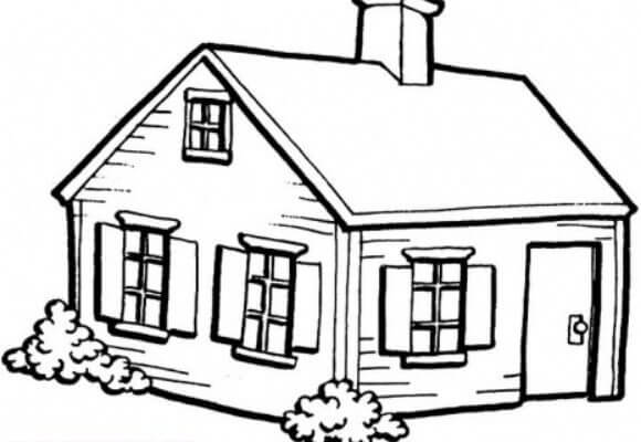 Dibujo de Casa de Madera 2 para Colorear y Imprimir