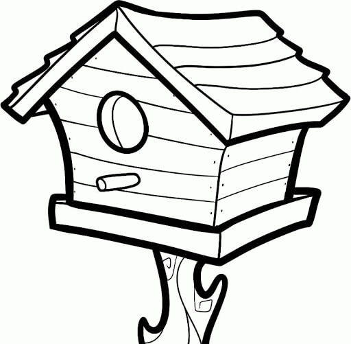 Dibujo de Casa de Madera de Pájaro para Colorear y Imprimir