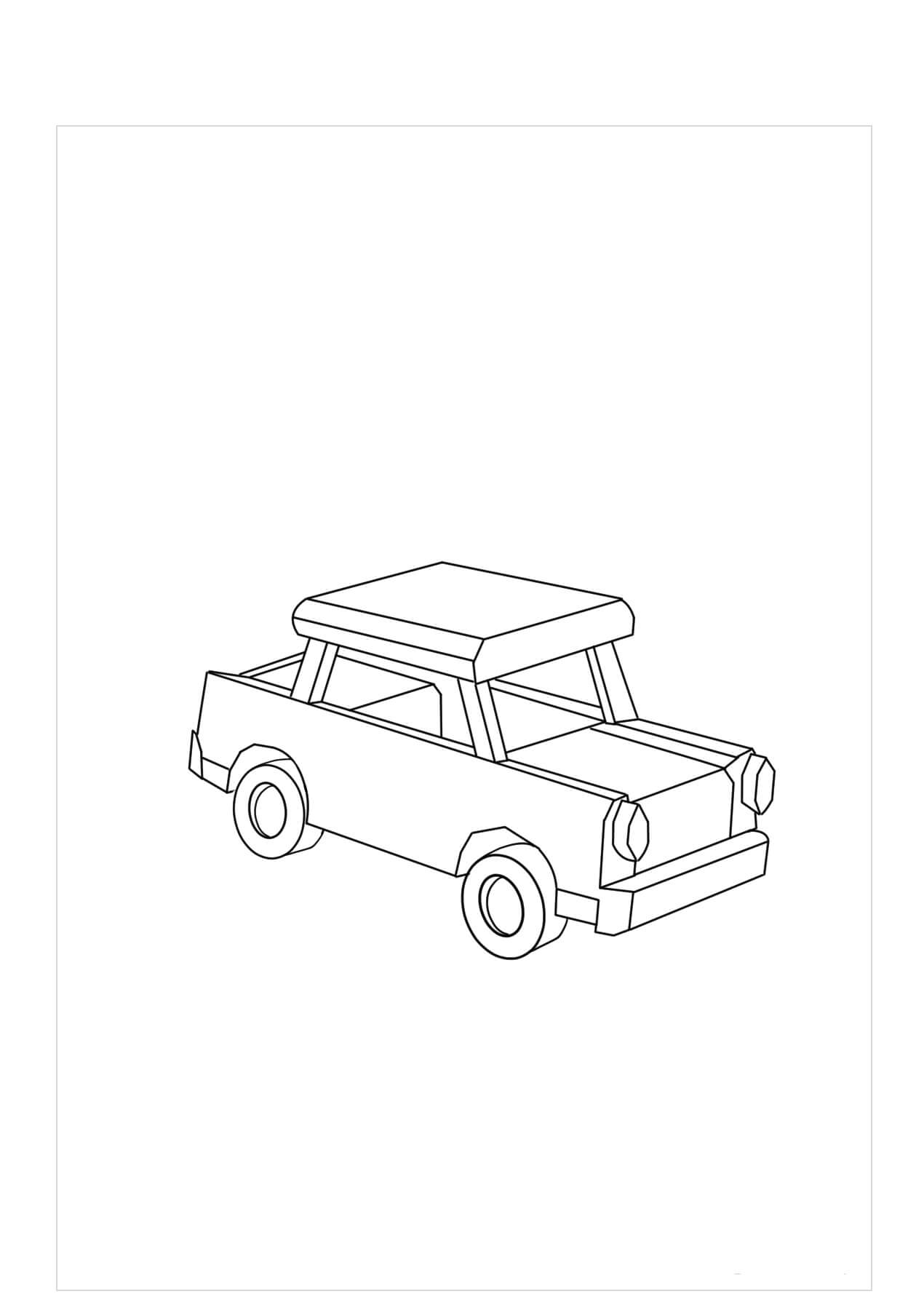 Dibujo de Coches de Madera para Colorear y Imprimir