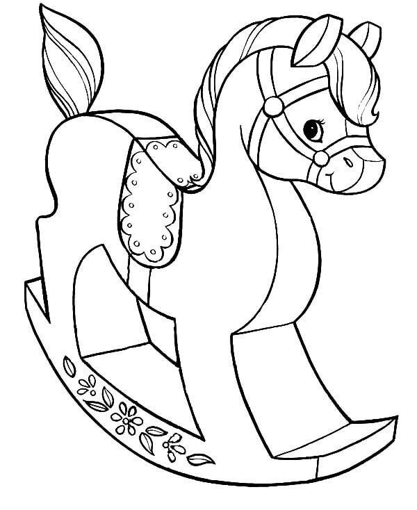 Dibujo de Madera de Caballo para Colorear y Imprimir