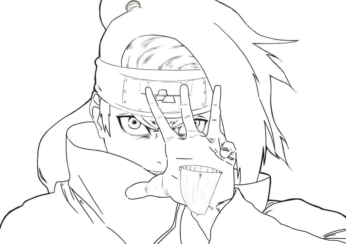 Dibujo de Cara Deidara Enojado para Colorear y Imprimir