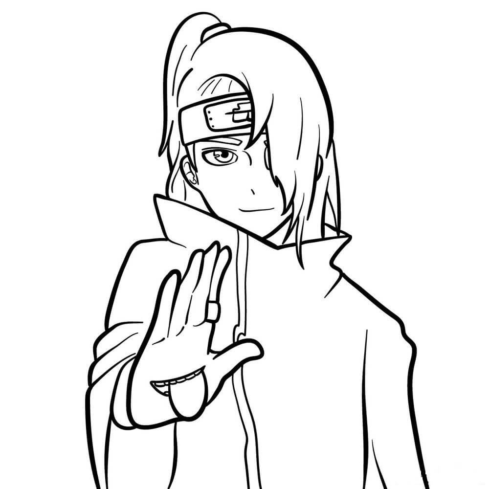 Dibujo de Cara Genial Deidara para Colorear y Imprimir