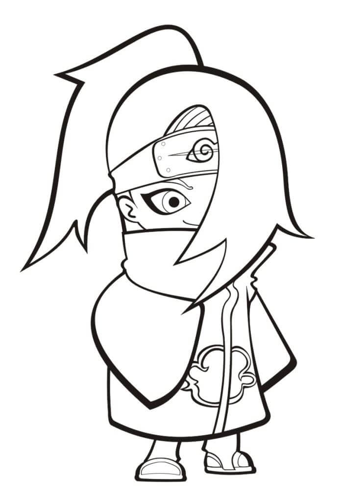 Dibujo de Chibi Akatsuki Deidara para Colorear y Imprimir