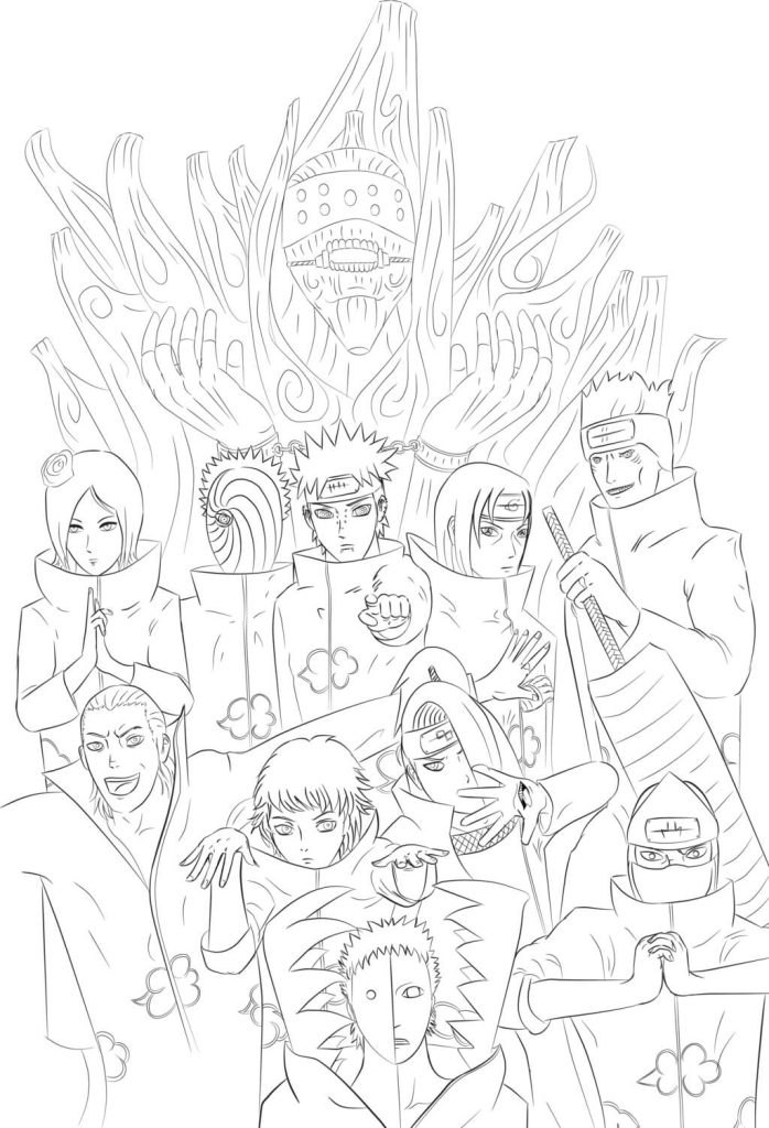 Dibujo de Deidara Con El Miembro Akatsuki para Colorear y Imprimir