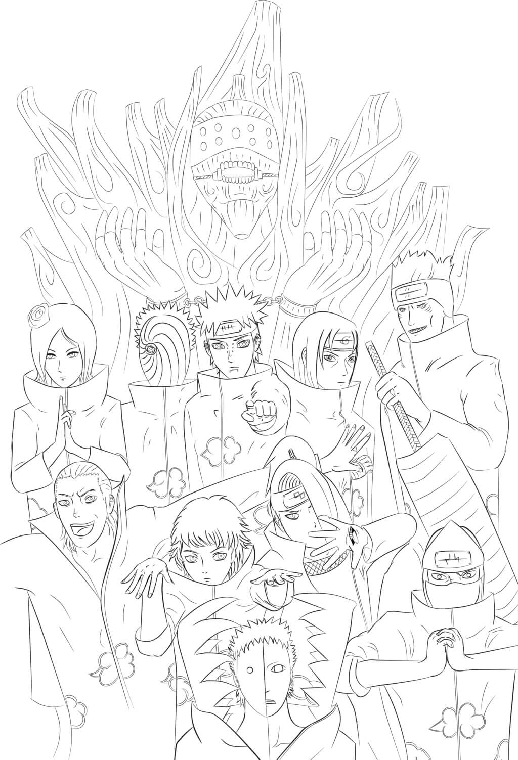 Dibujo de Deidara Con El Miembro Akatsuki para Colorear y Imprimir