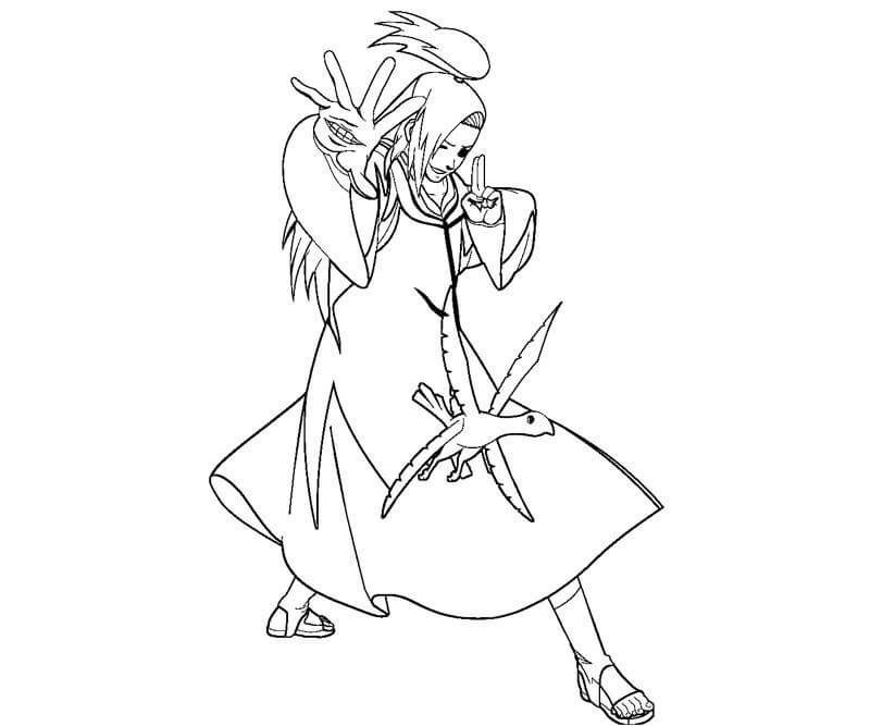 Dibujo de Deidara Luchando Con Pájaro para Colorear y Imprimir