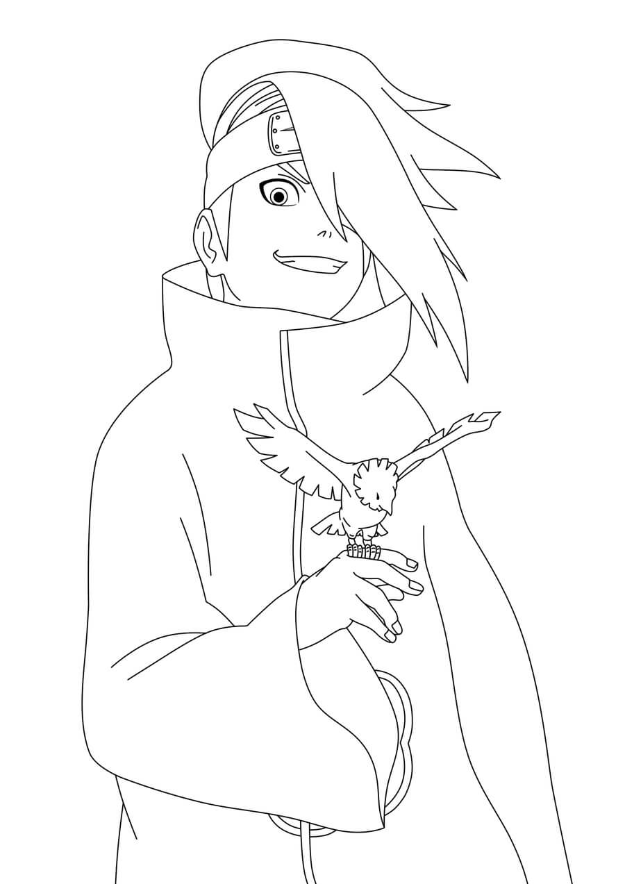 Dibujo de Deidara y El Pájaro de Arcilla para Colorear y Imprimir