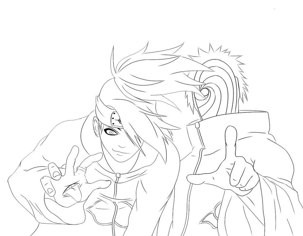 Dibujo de Deidara y Tobi para Colorear y Imprimir